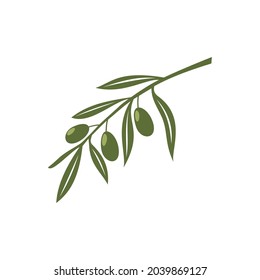 Green Olive Branch Icon Vector Logo Template