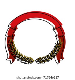 green olive branches and red ribbon on top colorful watercolor silhouette vector illustration