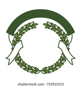 green olive branches and ribbon interlace vector illustration