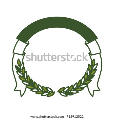 green olive branches and ribbon on top vector illustration