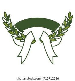 green olive branches and thick ribbon interlace vector illustration