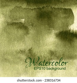 Green, Olive Dark Watercolor Gradient Abstract Vector Background.