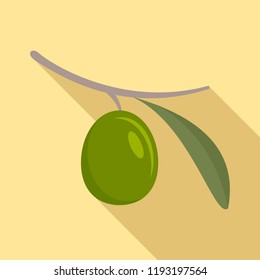Green olive icon. Flat illustration of green olive vector icon for web design