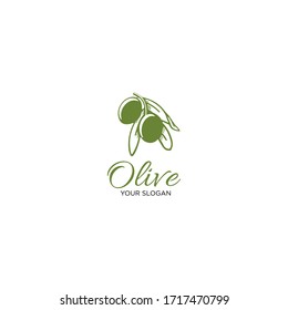 Silhouettenlogo für grünes Olivenblatt