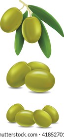 green olive with leaves