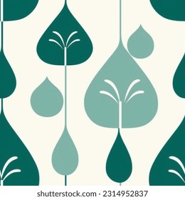 Green Olive Mint Leaf: Abstract Scandinavian Design Seamless Pattern
