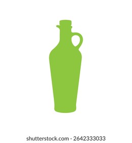  Green olive oil bottle silhouette icon vector flat design.