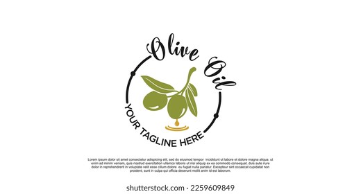 Green olive oil logo design simple concept Premium Vector