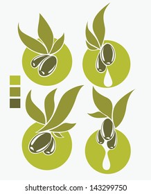 green olive and oil , vector collection of signs, symbols and icons