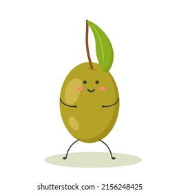 green olive in the style of kawaii