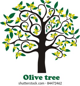 Green olive tree. isolated on white background. Vector Illustration