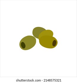 Green olives flat vector illustration isolated on white background
