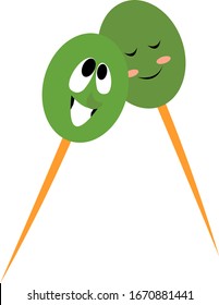Aceitunas verdes, ilustración, vector sobre fondo blanco.