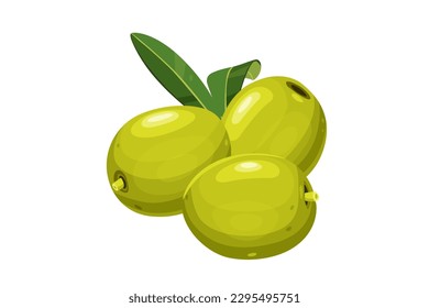 aceitunas verdes aisladas en fondo blanco.ilustración vectorial