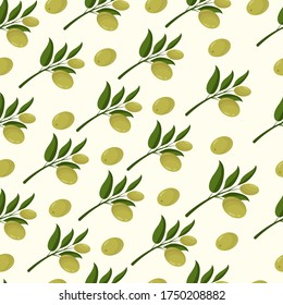 green olives with leaves seamless vitamin background