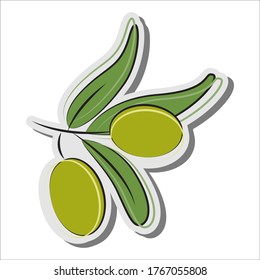 Aceitunas verdes con hojas en formato vector sobre fondo blanco