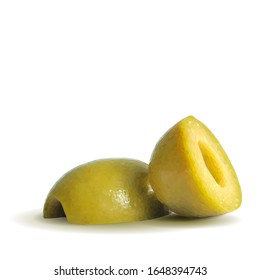 Green olives low poly. Wonderful antioxidant. Beautiful olives. Green olives in triangulation technique. Vector illustration.