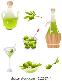 green olives and olive oil