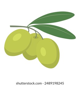 Green olives on a white background