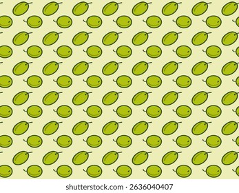 green olives Seamless pattern on light background. Perfect for kitchen decor, wrapping paper, packaging design, olive oil labels, fabric, and stationery.