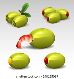 Green olives with shrimps