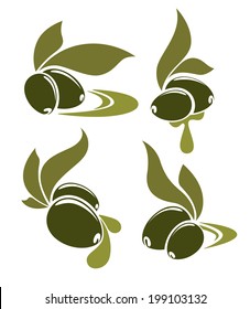 green olives, vector collection of signs, symbols and icons