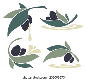 green olives, vector collection of signs, symbols and icons