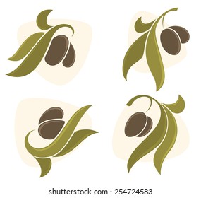 green olives, vector collection of signs, symbols and icons