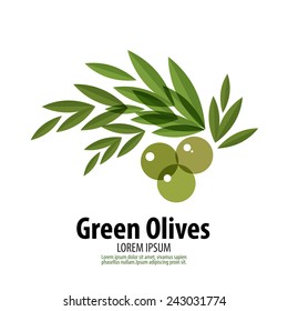 Green Olives vector logo design template. harvest or food icon.
