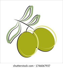 Green olives in vector on a white background