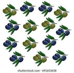 Green olives wreath Vector. Round frame of leaves. Natural decor of plants. Vector cartoon illustration. Green, cute. White background isolated. Flat simple design, trendy styles