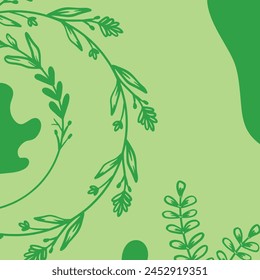 green on green leaves floral pattern background design vector