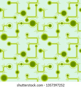 Green on light abstract hand-drawn sketch. Vector circuit pattern for textile, prints, wallpaper, wrapping paper, web decor etc.