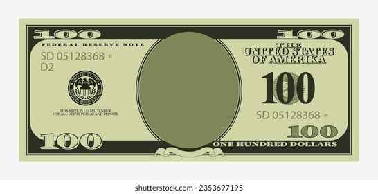 Green one hundred dollar banknote template. Money and financial savings for business and investment for vector banking