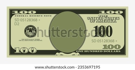 Green one hundred dollar banknote template. Money and financial savings for business and investment for vector banking