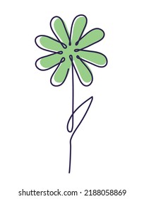 grüne Einzeilenblume auf weißem Hintergrund