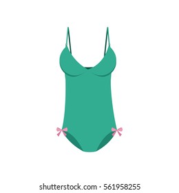 green one piece bikini with bow