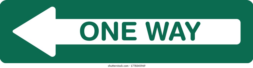 Green One Way Left Directional Floor Sign