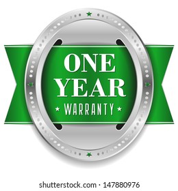 Green one year warranty button