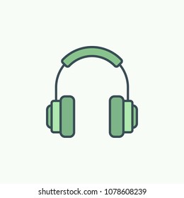 Green On-Ear Headphones vector concept icon or logo element