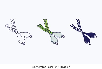 Green-Zwiebel-Symbol, Kräuter-Vektorgrafik
