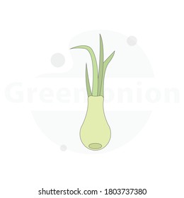 Green onion isolated vector flat illustration