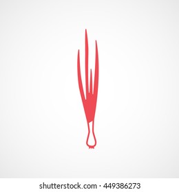 Green Onion Red Flat Icon On White Background