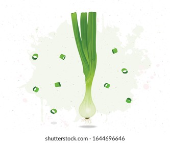 Green Onion root vegetable vector illustration on white background