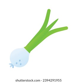 Cebolla verde, diseño vectorial escalonado aislado en fondo blanco
