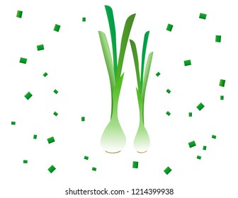 Green onion vector. Pizza ingredients vector design