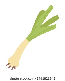 Green onions in flat design. Organic food for vegan diet, natural plant. Vector illustration isolated.