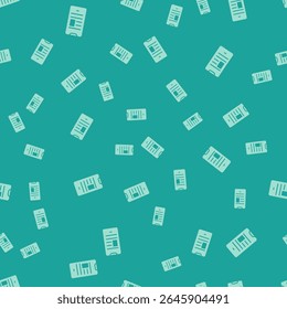 Livro verde on-line no ícone móvel isolado sem costura padrão no fundo verde. Conceito de educação na Internet, recursos de e-learning.  Ilustração de vetor