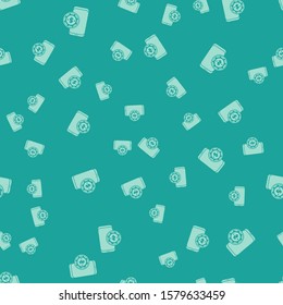 Green Online poker table game icon isolated seamless pattern on green background. Online casino.  Vector Illustration