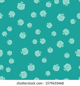 Green Online poker table game icon isolated seamless pattern on green background. Online casino.  Vector Illustration